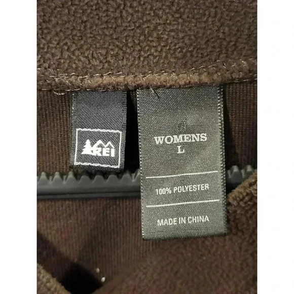 REI Fleece Pullover XL Classic Brown Long Sleeve V-Neck Large 1B - Picture 5 of 5